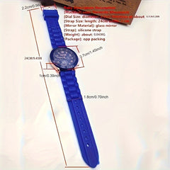 Quartz Watch with Triple Dial and Silicone Band