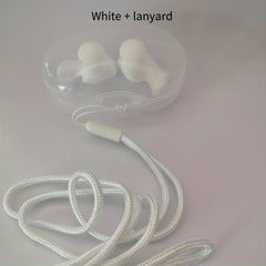 Anti-mute Earplugs w/ Lanyard for Learning Swimming