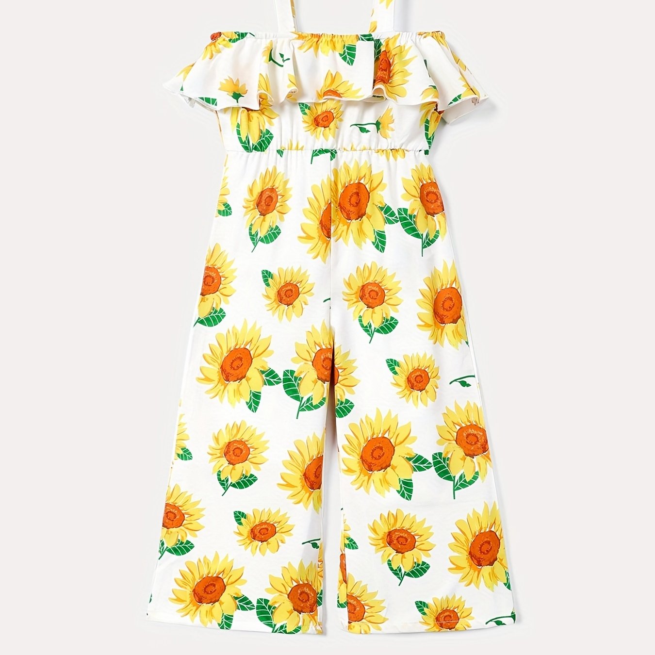 Toddler Girl Sunflower Print Flounce Slip Jumpsuit