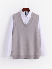 Men's V Neck Knitted Sweater Vest for Autumn Winter