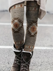 Western Ethnic Print Skinny Leggings High Waist Stretchy Leggings