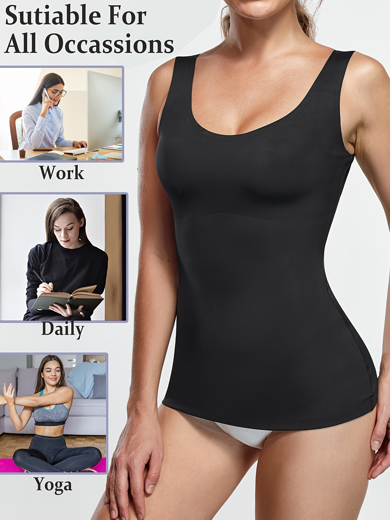 Women's Sports Tank Top Solid Stretch Tummy Control Sleeveless