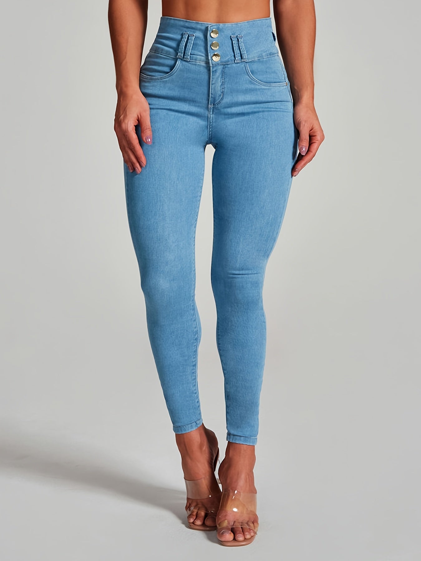 Stretchy High Rise Skinny Jeans Slim Fit Curve Sculpting High Waist Jean Pants