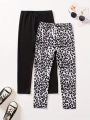 Girl's High Waisted Leopard Legging Set