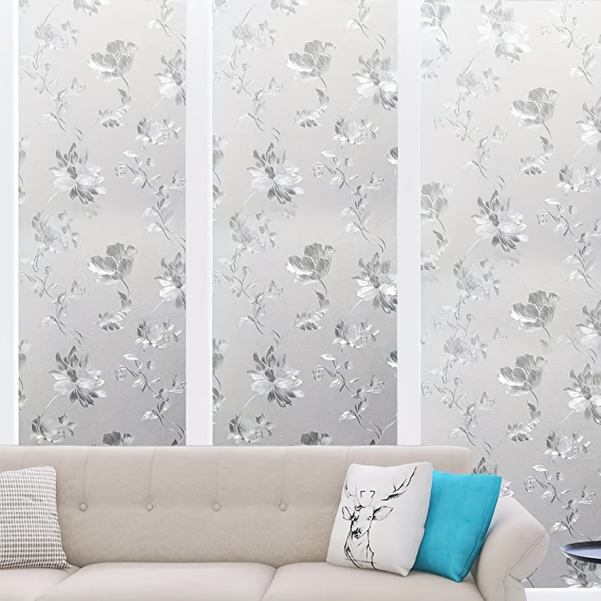 Privacy Window Film Frosted Pattern Removable Non Adhesive Glass Sticker