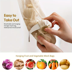 Reusable Mesh Storage Bag for Fruits Veggies Garlic Onions
