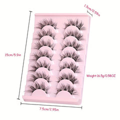 7 Pairs Natural False Eyelashes Clear Band Thin Fox Eyes Short Anime Mink Lashes