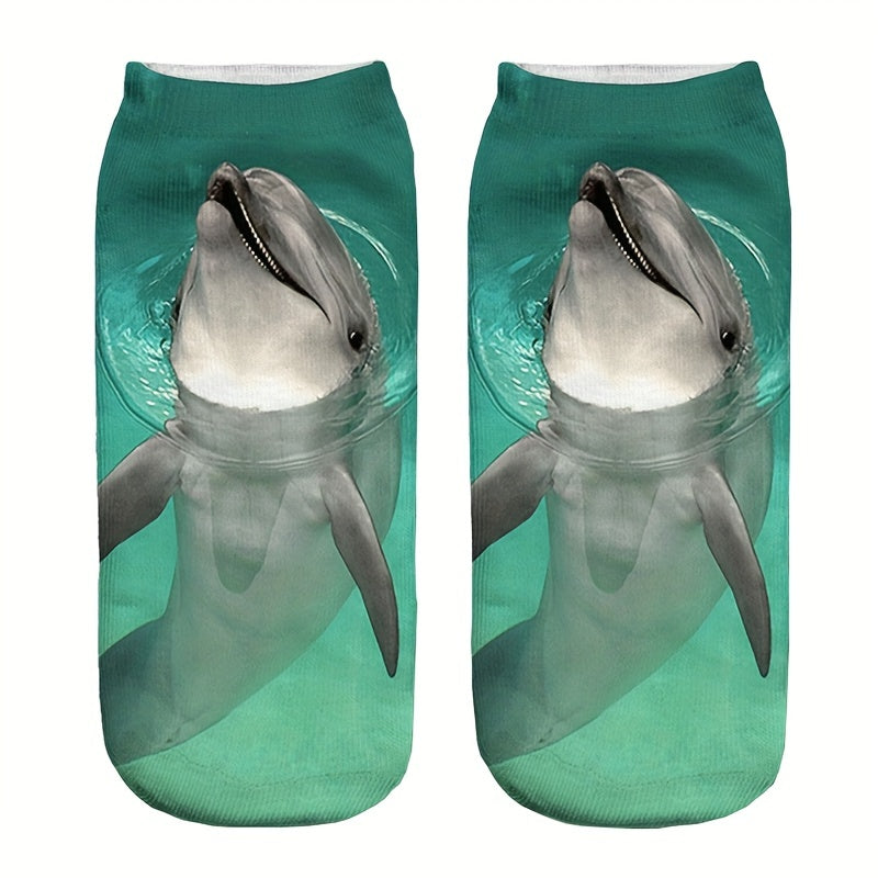 5 Pairs 3D Animal Print Low Cut Women's Socks