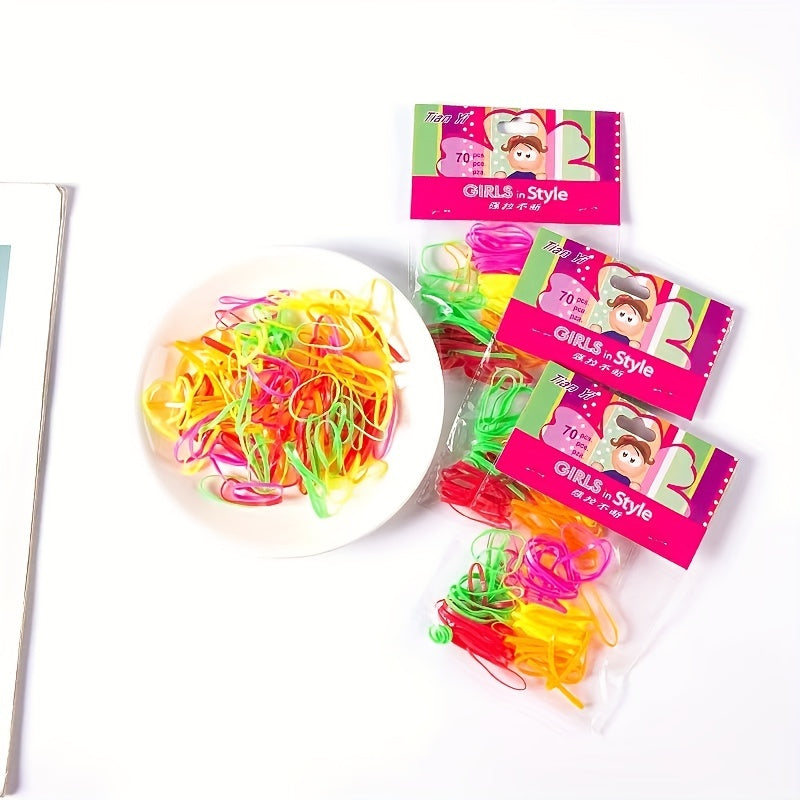 70 Colorful Elastic Hair Bands for Girls