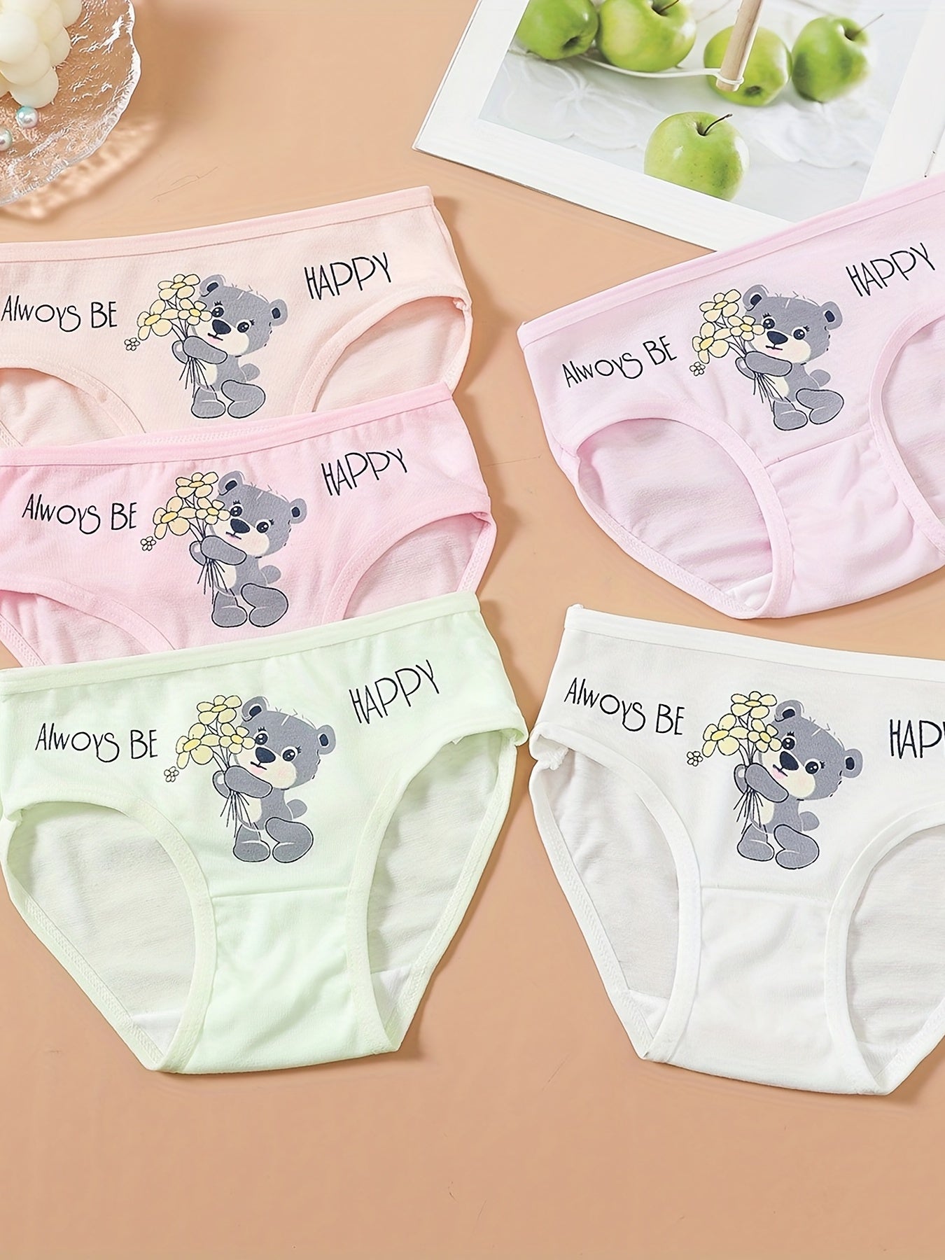 5pcs Girls' Flower Star Briefs Set Breathable Comfortable Panties
