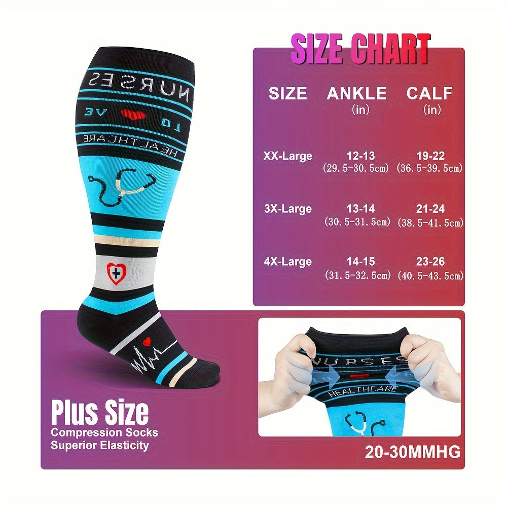 3 Pairs Wide Calf Support Compression Socks 20-30mmHg for Circulation Varicose