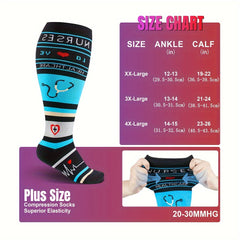 3 Pairs Wide Calf Support Compression Socks 20-30mmHg for Circulation Varicose