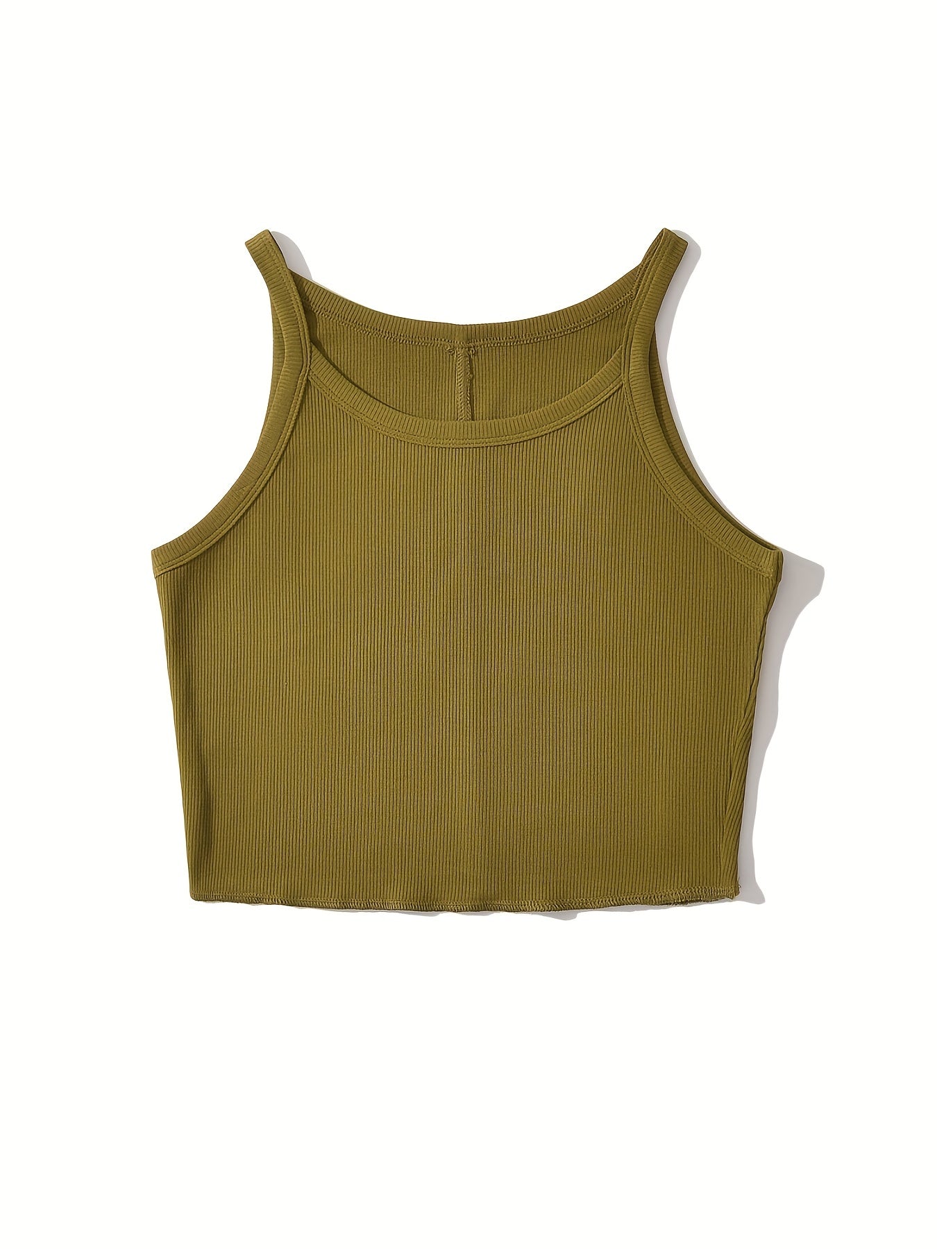 Ribbed Cami Top Crew Neck Sleeveless Summer Top