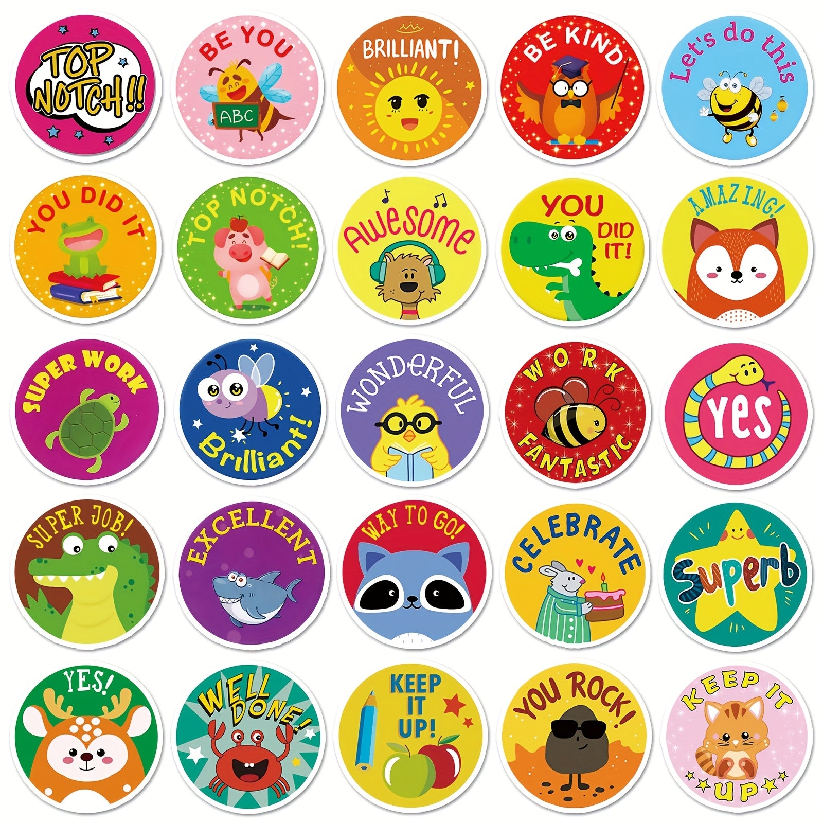 50pcs Cartoon Growth Reward Stickers Decor Fun Holiday & Birthday