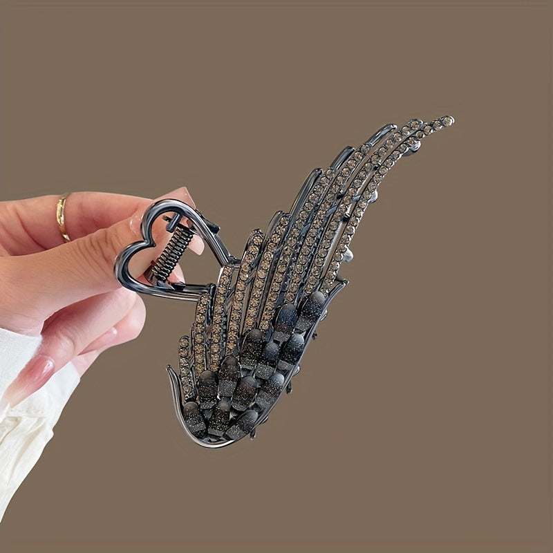 Large Hair Claw Clip Rhinestone Angel Wing Hair Clip