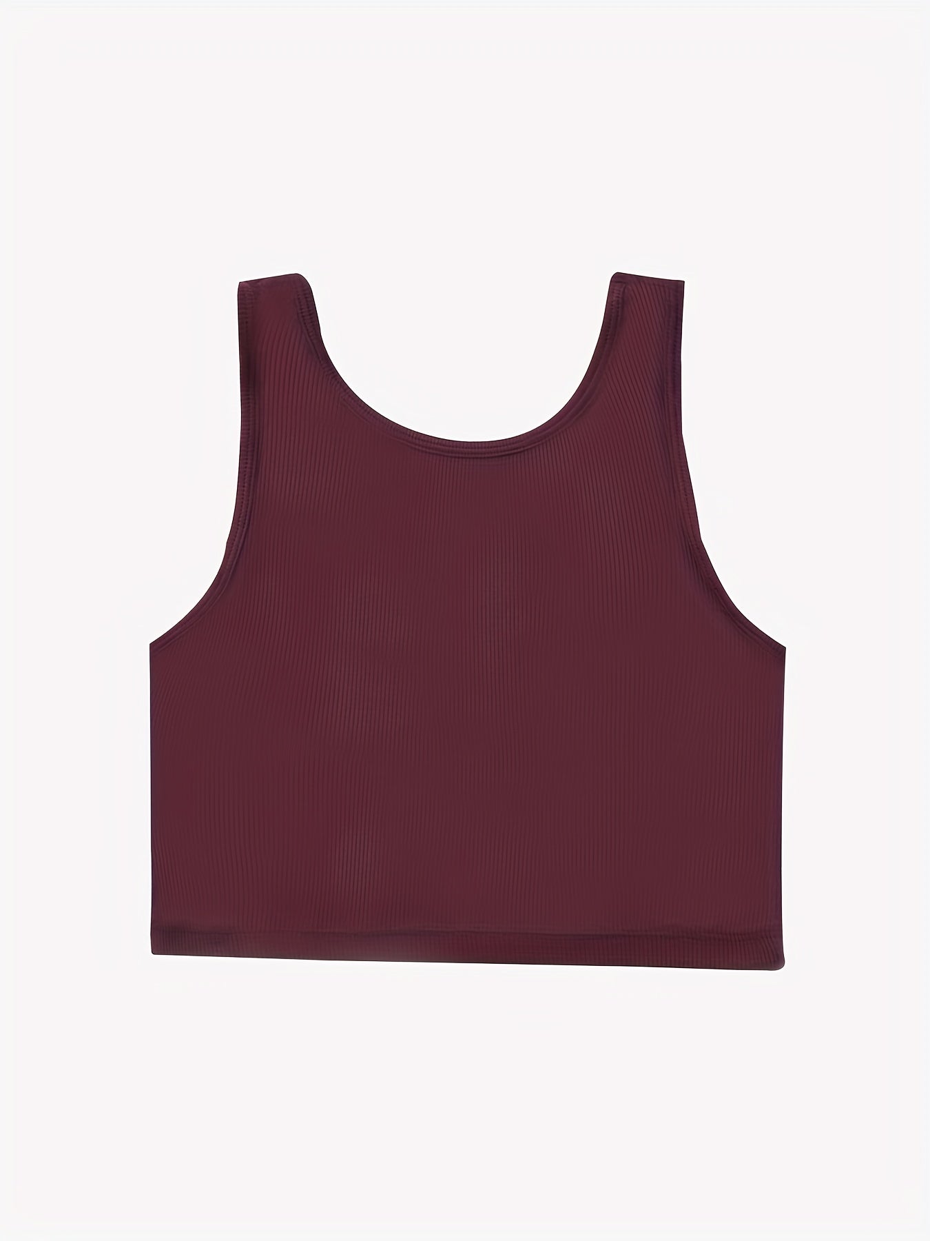 5pcs Solid Ribbed Tank Tops Sleeveless Crew Neck Women's Lingerie