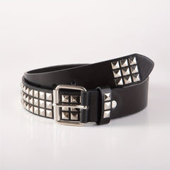 Punk Leather Belt with Four Square Beads Rivet Belt
