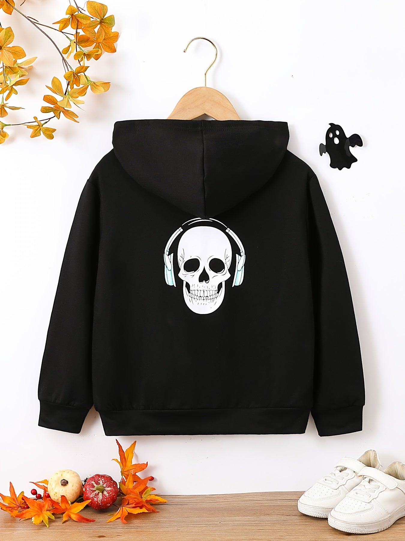 Funny Skull Print Boys Hoodie Long Sleeve Sweatshirt