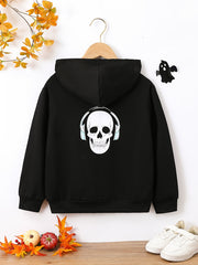 Funny Skull Print Boys Hoodie Long Sleeve Sweatshirt