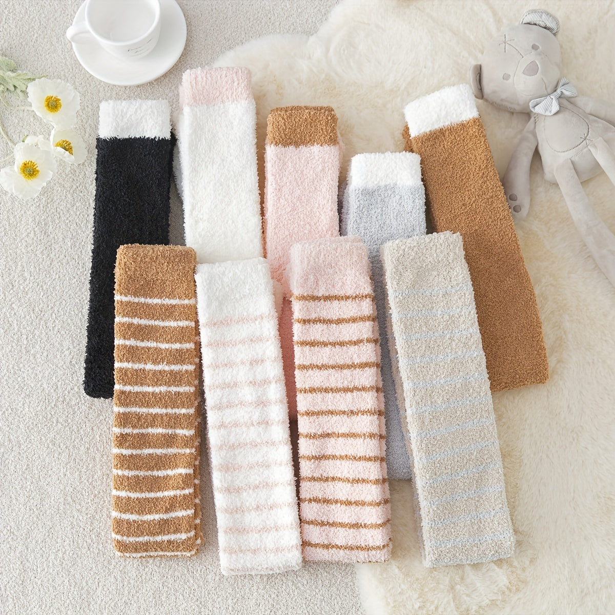 Fuzzy Thigh High Socks Over The Knee Warm Stockings