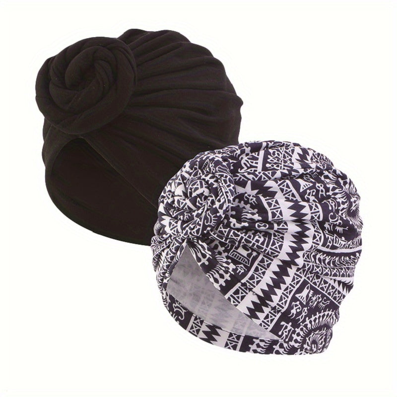 2pcs Set Ladies Turban Bonnet Leopard Inner Hijab Caps Casual Hijab Hat