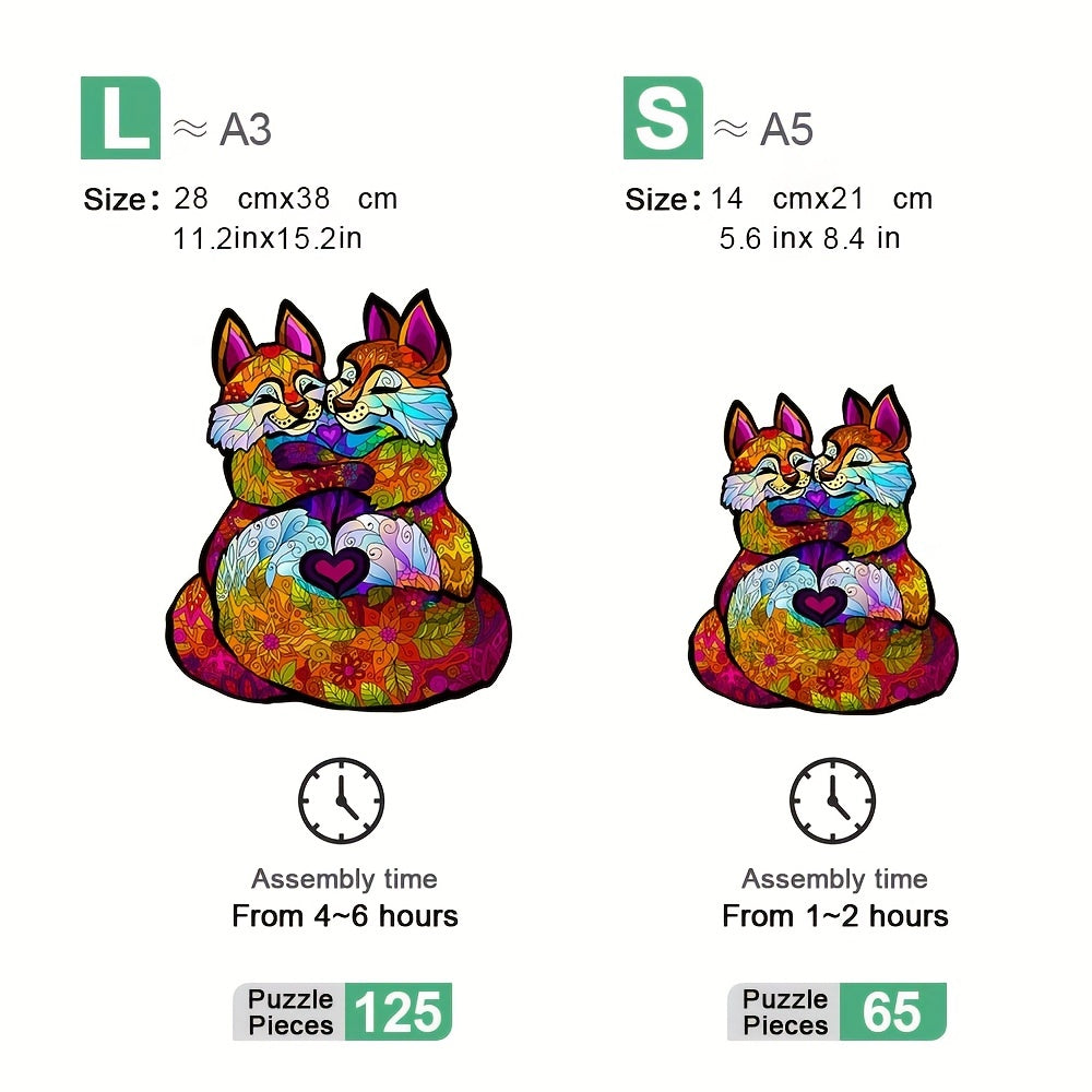 3D Fox Love Wooden Puzzle Model 4mm Thickness