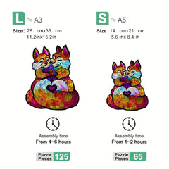 3D Fox Love Wooden Puzzle Model 4mm Thickness
