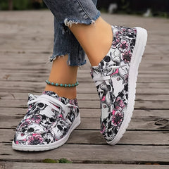 Women's Halloween Skull Print Canvas Shoes Flat Casual Sneakers
