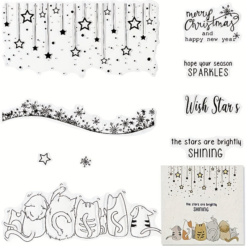 Cat Transparent Stamp Under The Stars Greeting Mood Word