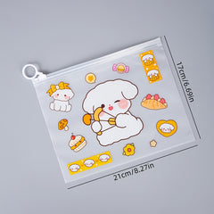 Large Capacity Cartoon Animal Zipper File Bags Set