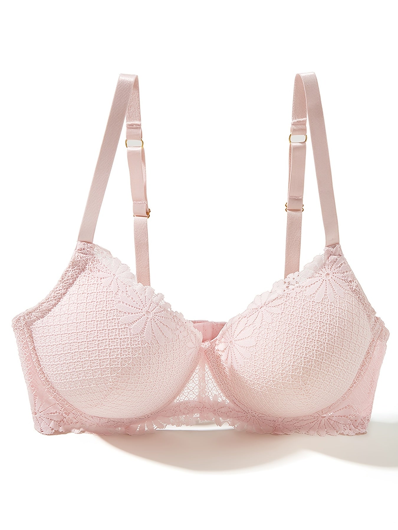 2 Pack Floral Trim Lace Push Up Bra Plus Size Set