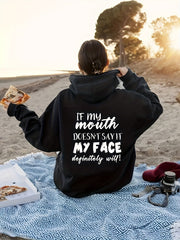 Graphic Print Drawstring Loose Hoodie Long Sleeve Sweatshirt