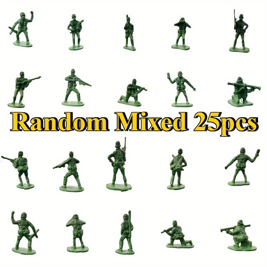 25 Mixed 1:50 Scale Green Plastic Model People Diorama Dollhouse Figurines Set