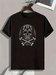 Skull Print Men's Sports T-shirt for Fitness Activities