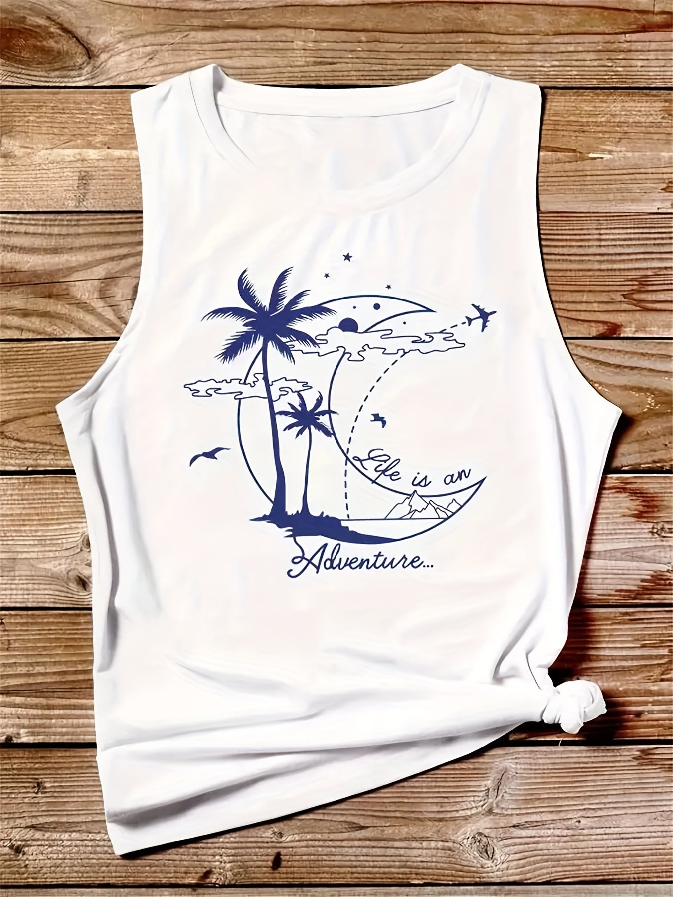 3-Pack Graphic Print Crew Neck Tank Top - Women's Sleeveless Summer Shirt