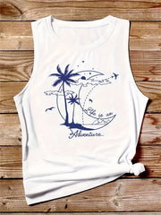 3-Pack Graphic Print Crew Neck Tank Top - Women's Sleeveless Summer Shirt