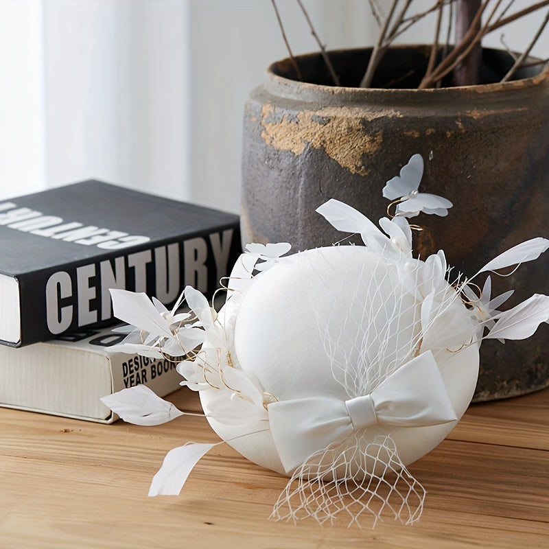 Feather Veil Fascinators Hats French Style Bridal Wedding Tiara