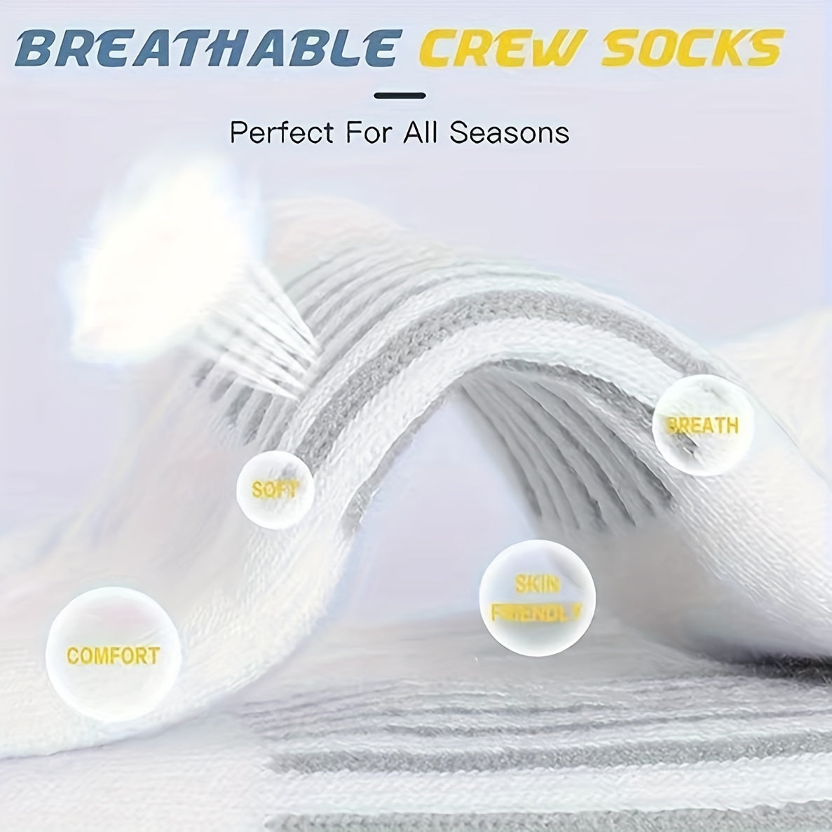 Men's Mid Crew Sport Socks, 3 Pairs, Sweat Absorbing, Comfy & Breathable