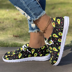 Avocado Cartoon Skateboard Shoes for Women