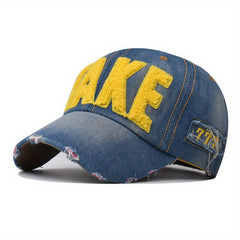 Patch Denim Baseball Cap Distressed Sun Hat Lightweight Adjustable Y2K Dad Hats