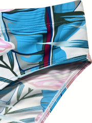 Men's Floral Print Racing Swim Trunks Large Size Swimwear