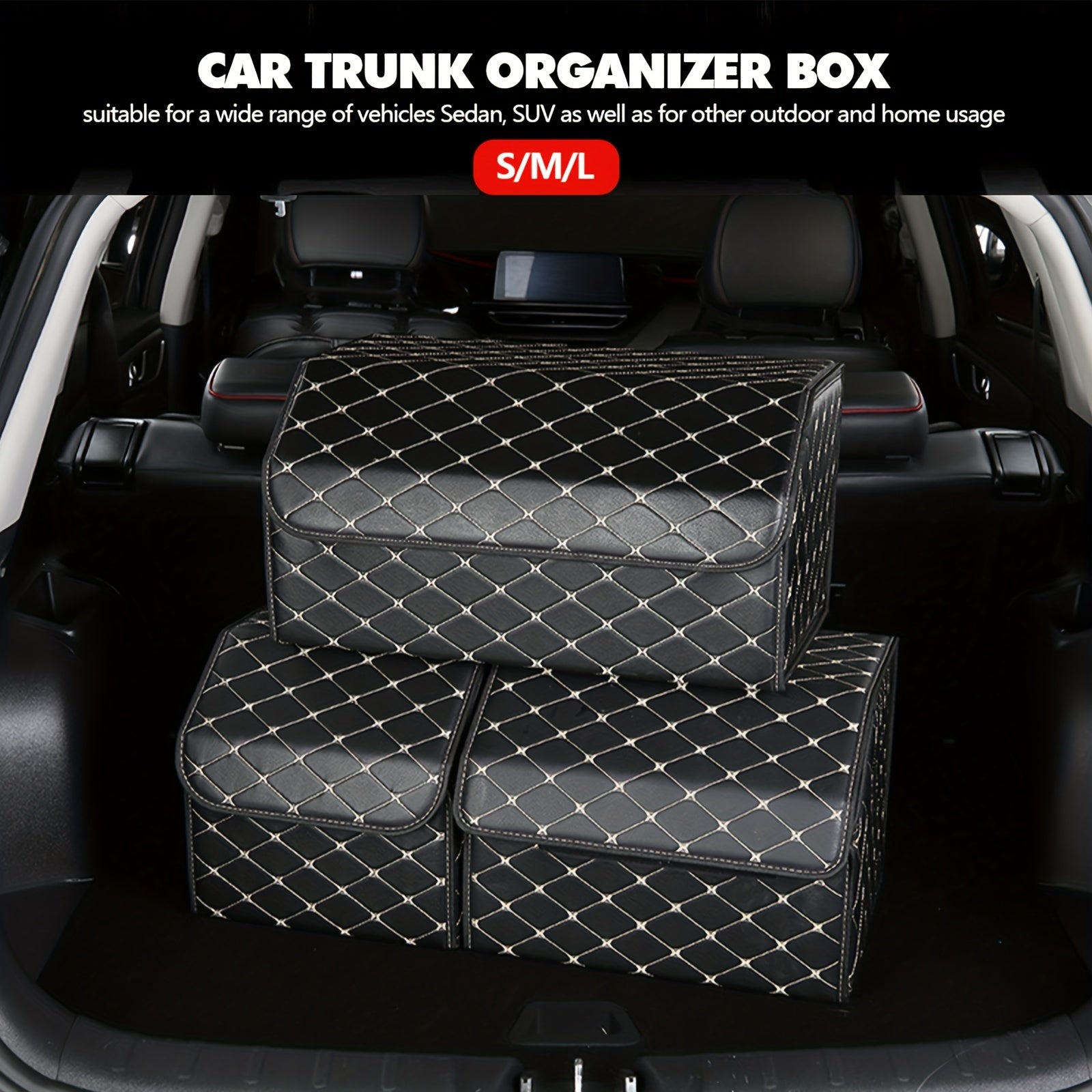 Car Trunk PU Leather Storage Box Foldable & Removable