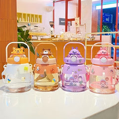 1200ml Big Belly Cup Handle Strap Water Bottle