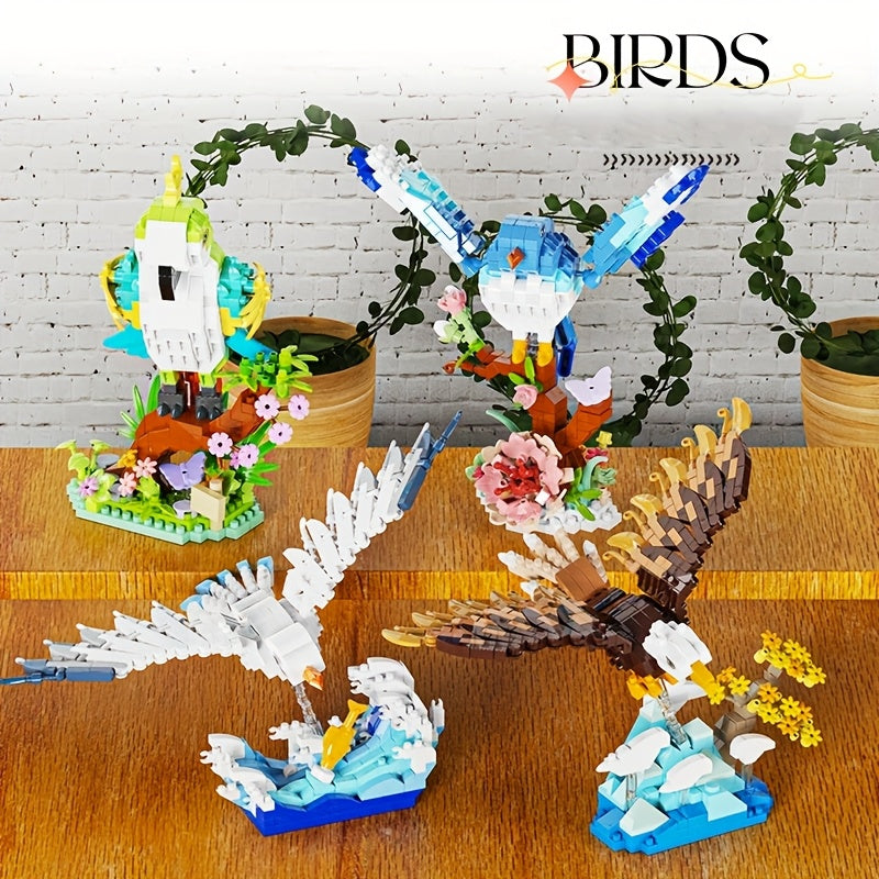 Bird Family Building Blocks Toy Mixed Animal Figurine Educational Creative Play