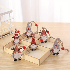 12pcs Wooden Christmas Ornaments Faceless Old Man Pendant Box