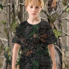 Boys Pinecone 3D Print Tee Top Round Neck Short Sleeve T-shirt