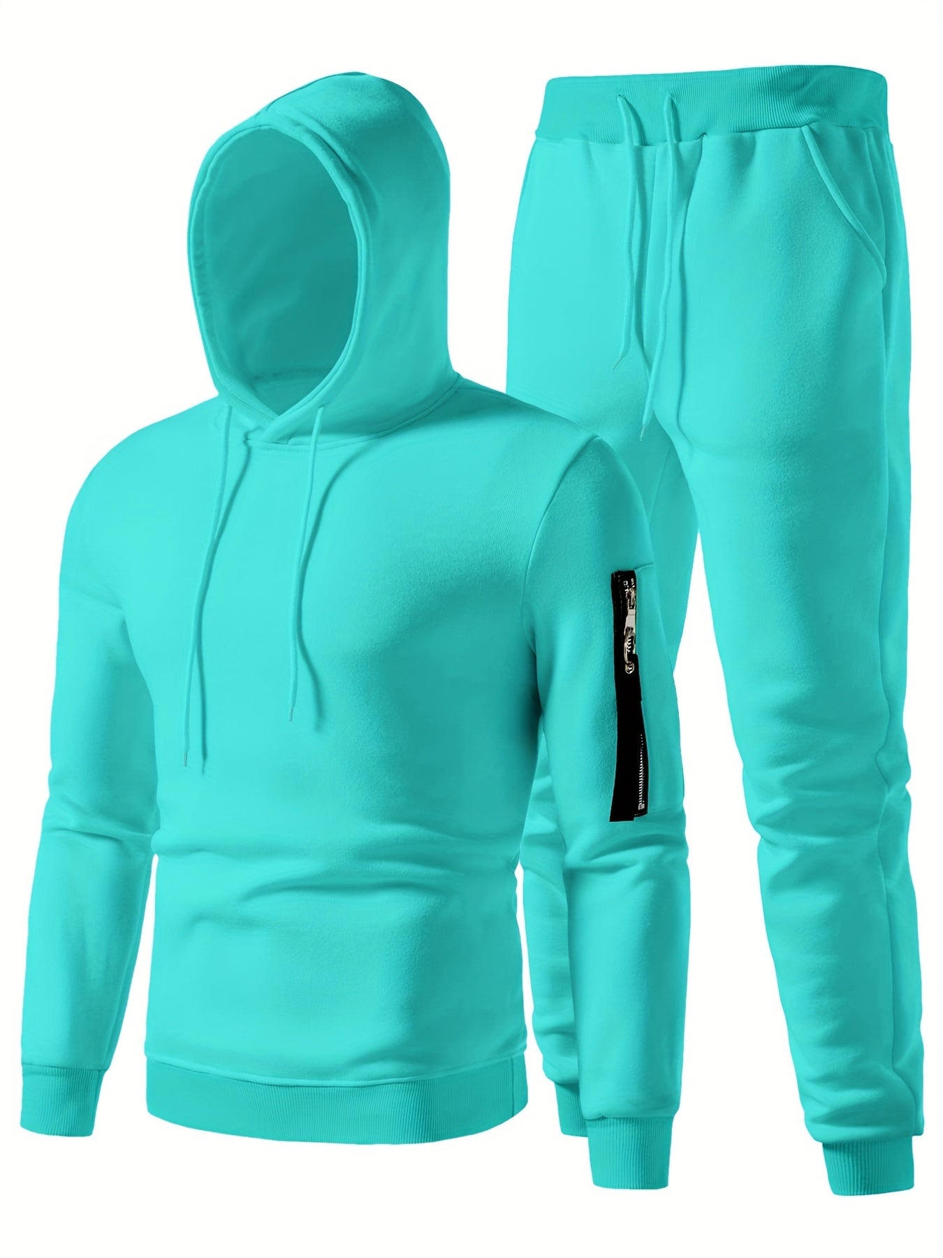 2pcs Men's Running Outfits Hooded Stretch Tops With Pants