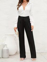 High Waist Straight Leg Trouser Casual Pants