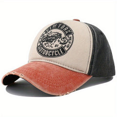 Retro Motorcycle Letter Print Block Peaked Cap