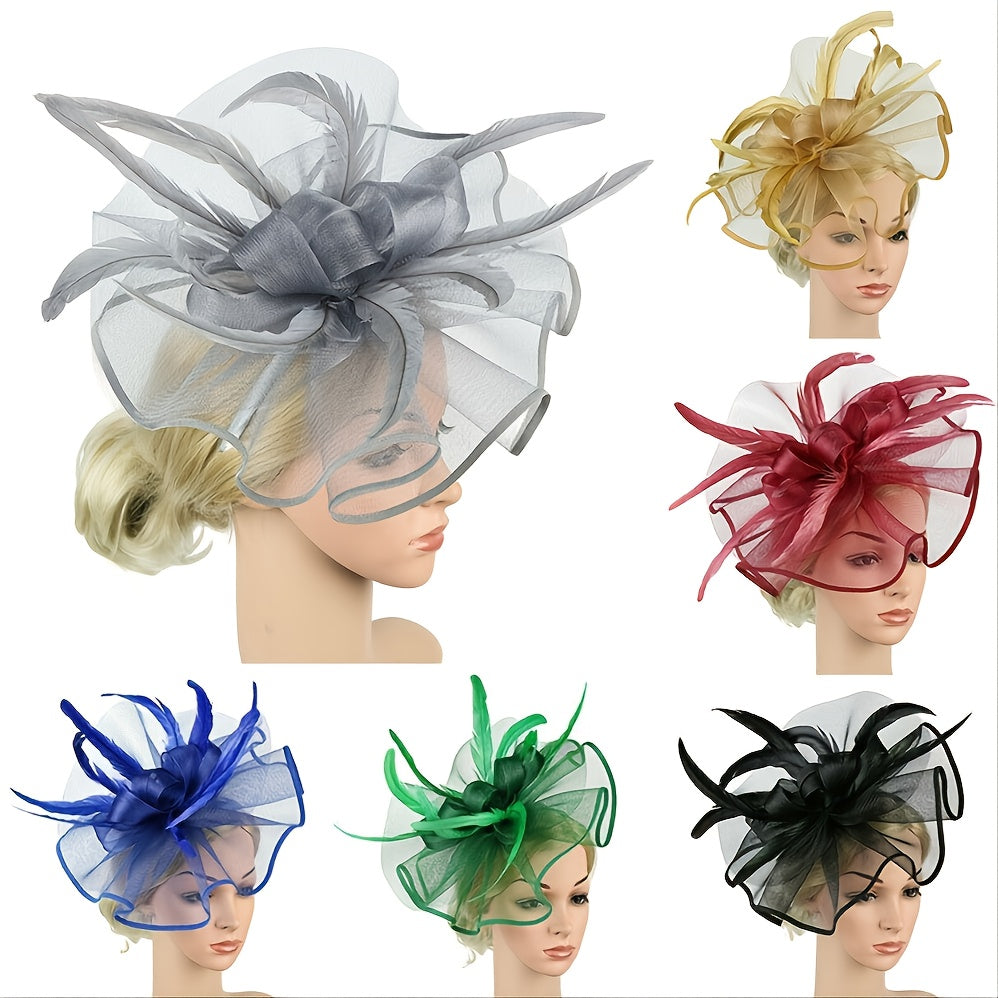 Feather Flower Hair Hat Women Tea Party Headband Fascinator Wedding Cocktail